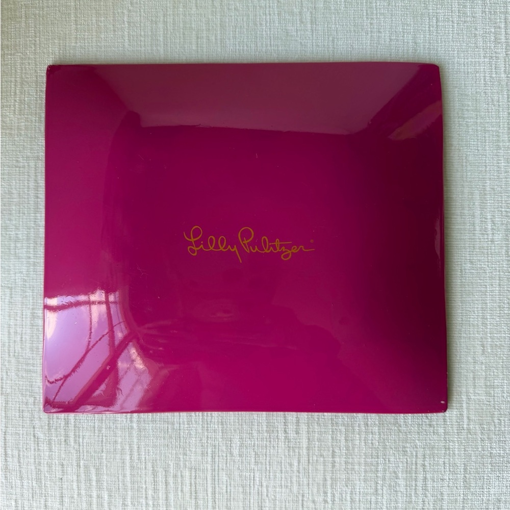 Lilly Pulitzer Pink/Navy Decorative Elephant Glass Cath All Tray - Picture 2 of 4